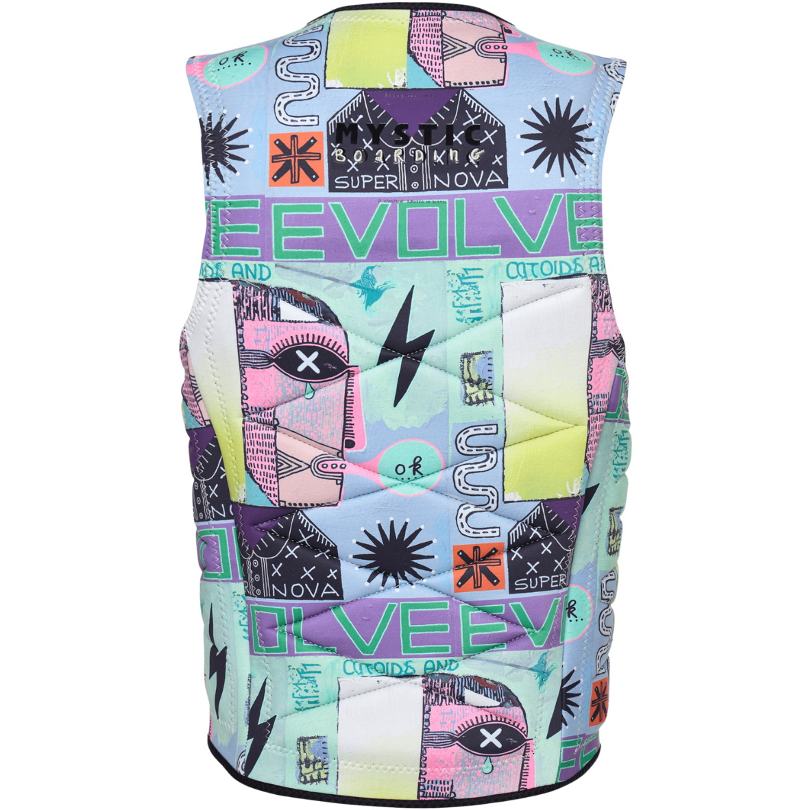2025 Mystic Hommes Outlaw Front Zip Wake Impact Vest 35005.240226 - White Allover